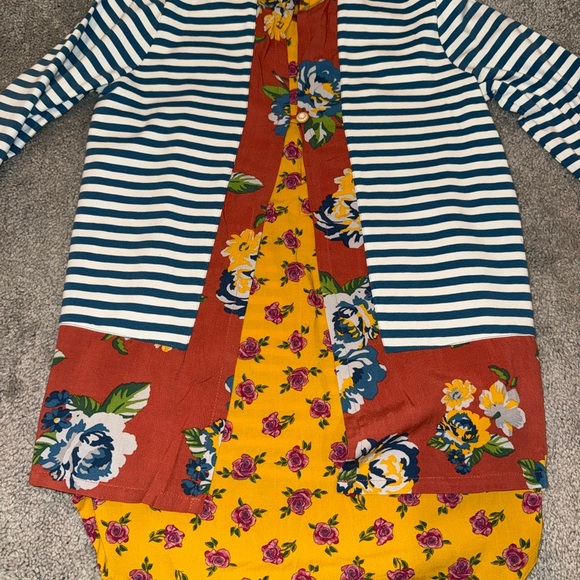 Matilda Jane 435 Girls Size 12 NWT Striped Long Sleeve Tunic Top Floral Contrast - Picture 6 of 6